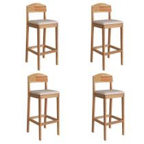 Conjunto 4 Banquetas Altas Capri para Bancada e Cozinha Design Moderno - Amêndoa