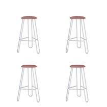 Conjunto 4 Banquetas Altas Ginger com Estrutura Branca