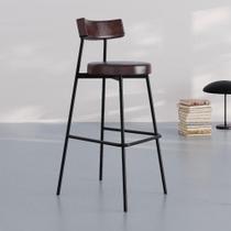 Conjunto 4 Banquetas Altas Stout Revestimento Sintético Est.Preta