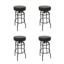 Conjunto 4 Banquetas Giratória Bar para Bancada Média Altura 65cm cor Preto Assento Preto