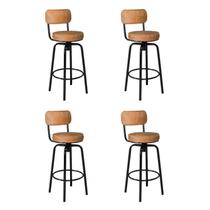 Conjunto 4 Banquetas Giratórias com Encosto em Aço Capadócia Preto/Caramelo Yescasa Conjunto 4 Banquetas Giratórias com Encosto em Aço Capadócia Preto/Caramelo Yescasa