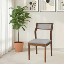 Conjunto 4 Banquetas Lagum Conforto Estofada Jequitibá Terra Linho Cinza Palha Sextavada