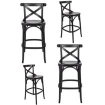 Conjunto 4 Banquetas Madeira Maciça Tauarí Cross X Texas Gamma Móveis