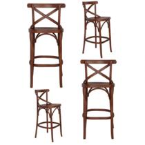 Conjunto 4 Banquetas Madeira Maciça Tauarí Cross X Texas