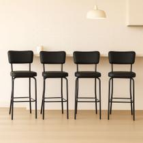 Conjunto 4 Banquetas Olivia Altura 73cm para Bar e Cozinha Preta com Assento Confortável Encosto Estofado