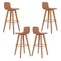 Conjunto 4 banquetas para balcão de cozinha Linea Terracota Alto Padrão Pes de Madeira Conjunto 4 banquetas para balcão de cozinha Linea Terracota Alto Padrão Pes de Madeira