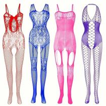 Conjunto 4 Bodystockings Sexy com Abertura Intima ElaShopp