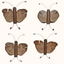 Conjunto 4 Borboletas de Madeira Rústicas Uso Parede 23a20cm