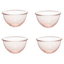 Conjunto 4 bowls cristal de chumbo pearl rosa 13x8cm wolff - wollf