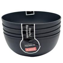 Conjunto 4 Bowls Cumbuca Grande 1100 ML Preto Multiuso 16CM