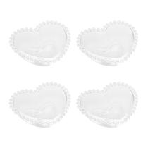 Conjunto 4 Bowls Tigelas Formato Coração Com Borda Pearl De Cristal De Chumbo Kit Cumbuca Para Servir Sopas Cremes Caldos Cozinha