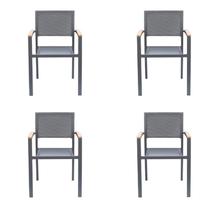 Conjunto 4 Cadeira de Jardim em Alumínio Maragogi Grafite