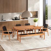Conjunto 4 Cadeiras 1 Banco 1 Mesa 180cm - Varanda Coberta/área Gourmet Traço