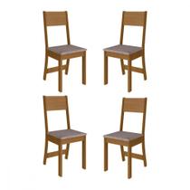 Conjunto 4 Cadeiras Alice Freijo Com Tecido Cinza Indekes Freijo/cinza