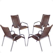 Conjunto 4 Cadeiras Alumínio Área Externa Fortaleza Fibra Sintética Artesanal - Fexx FiberHome