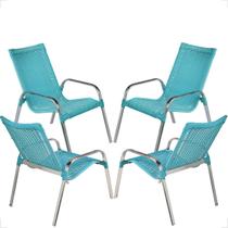 Conjunto 4 Cadeiras Alumínio Área Externa Pinheiro Artesanal