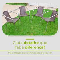 Conjunto 4 Cadeiras Alumínio/Marrom Leve Resistente Varanda Externa Jardim Top Luxo