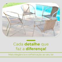 Conjunto 4 Cadeiras Alumínio/Marrom Leve Resistente Varanda Externa Jardim Top Luxo
