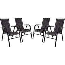 Conjunto 4 Cadeiras Bela, Artesanal, para área, varanda, edícula, fibra sintética - PANERO 01