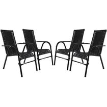 Conjunto 4 Cadeiras Bela, Artesanal, para área, varanda, edícula, fibra sintética - PANERO PRETO 04
