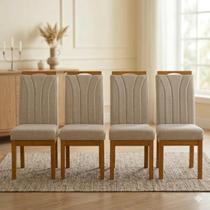Conjunto 4 Cadeiras Blend Linho para Mesa Sala de Jantar