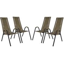 Conjunto 4 Cadeiras Canadá, Artesanal, para Área, Varanda, Edícula, Fibra cor Pequi - PANERO 11
