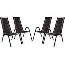 Conjunto 4 Cadeiras Canadá, Artesanal, para Área, Varanda, Edícula, Fibra cor Tabaco - PANERO 10