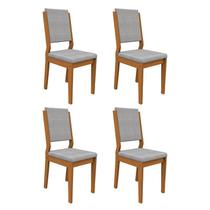 Conjunto 4 Cadeiras Carol Ipê/Cinza Claro - PR Móveis