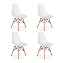 Conjunto 4 Cadeiras Charles Eames Eiffel Wood Base Madeira - Branca