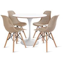 Conjunto 4 Cadeiras Colmeia Fendi e Saarinen Branca 90cm