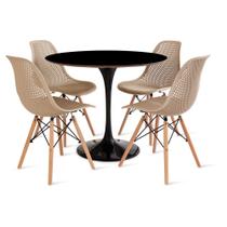 Conjunto 4 Cadeiras Colmeia Fendi e Saarinen Preta 90cm