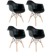 Conjunto 4 Cadeiras com Braços Eames Empório Tiffany Preto