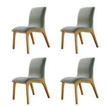 Conjunto 4 Cadeiras Concha Dubai Madeira Maciça e Tecido Bouclê Verde