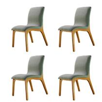 Conjunto 4 Cadeiras Concha Madeira Maciça Tecido Bouclê Flame Verde