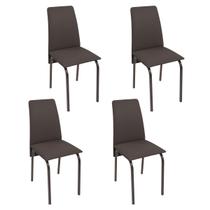 Conjunto 4 cadeiras cozinha jantar ciplafe barcelona tubo bronze assento estofado