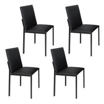 Conjunto 4 cadeiras cozinha jantar ciplafe dubai tubo preto fosco assento estofado Conjunto 4 cadeiras cozinha jantar ciplafe dubai tubo preto fosco assento estofado