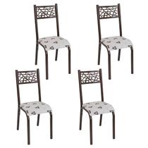 Conjunto 4 cadeiras cozinha jantar ciplafe jade tubo bronze assento estofado