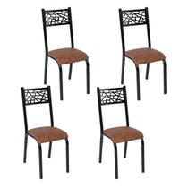 Conjunto 4 cadeiras cozinha jantar ciplafe jade tubo preto fosco assento estofado Conjunto 4 cadeiras cozinha jantar ciplafe jade tubo preto fosco assento estofado