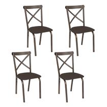 Conjunto 4 cadeiras cozinha jantar ciplafe karina tubo bronze assento estofado Conjunto 4 cadeiras cozinha jantar ciplafe karina tubo bronze assento estofado