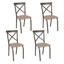 Conjunto 4 cadeiras cozinha jantar ciplafe karina tubo bronze assento estofado