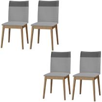 Conjunto 4 Cadeiras Cristal Linho com Pés de Madeira Maciça