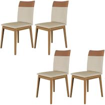 Conjunto 4 Cadeiras Cristal Linho com Pés de Madeira Maciça - Loja DoceLar