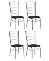 Conjunto 4 Cadeiras Cromadas Com Reforço Tubo Grosso Suporte 150 Kgs Cozinha,Restaurante,Sala de Jantar.