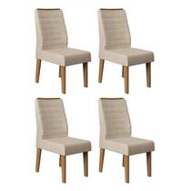 Conjunto 4 Cadeiras Curvata Carvalho Europeu/Suede Nude - PR Móveis