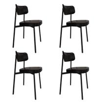 Conjunto 4 Cadeiras de Jantar Alloa Revestimento Sintético Est.Preta Conjunto 4 Cadeiras de Jantar Alloa Revestimento Sintético Est.Preta