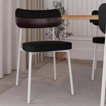 Conjunto 4 Cadeiras de Jantar Alloa Tecido Mesclado Est.Branca