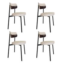 Conjunto 4 Cadeiras de Jantar Alloa Tecido Mesclado Est.Preta