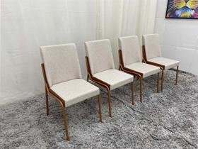 Conjunto 4 Cadeiras de Jantar Areia Tela Al Rose Mona - Carraro