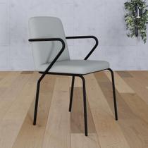 Conjunto 4 Cadeiras de Jantar C/ Braços Bloom Revestimento Sintético Est.Preta