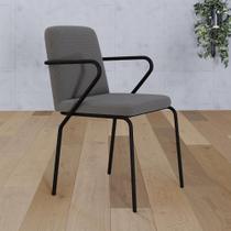 Conjunto 4 Cadeiras de Jantar C/ Braços Bloom Tecido Sintético Est.Preta